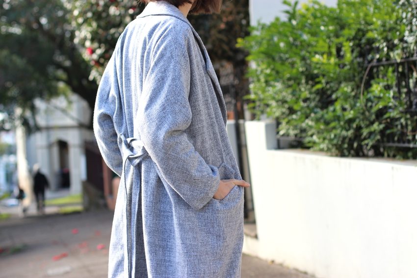 BY CHILL Chloe Hill Wearing Lonely Hearts grey wool duster coat