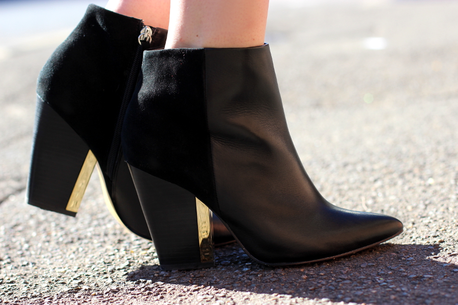 BY CHILL Siren Shoes Heidi Boots in black leather and suede