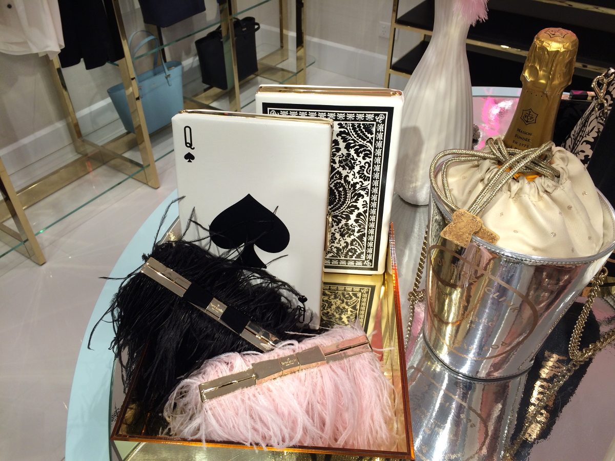 BYCHILL BLOG Feathered bags, playing card clutches and a champagne holder bag from Kate Spade New York at the First Sydney Store at Westfield