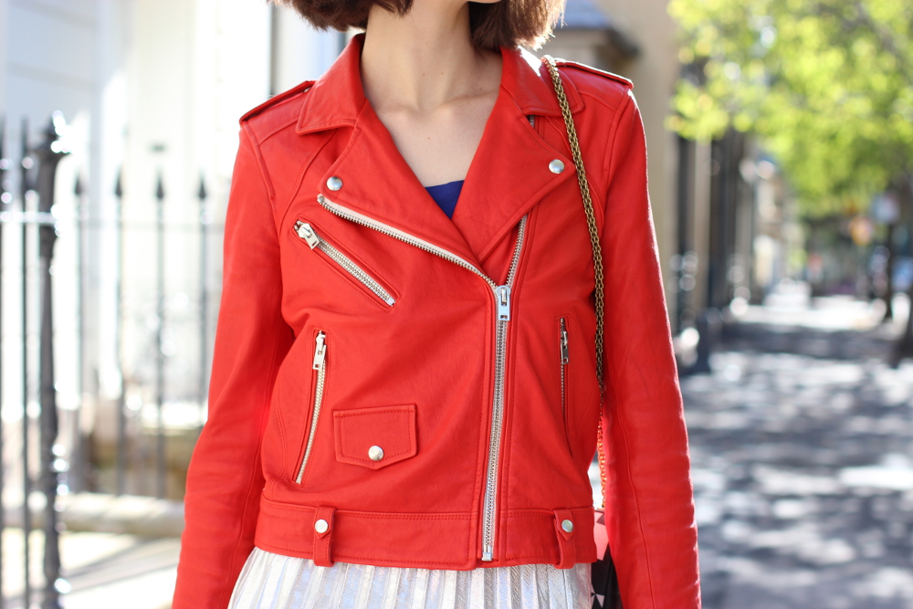 BYCHILL AUSTRALIAN FASHION BLOG | Iro Paris red leather jacket from international fashion group